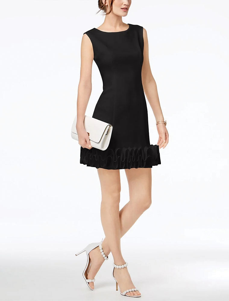 black dress ruffle bottom Cocktail Dress, Black / US 2 fitted dress Unique Vintage Plus Size fit:Regular Machine wash
