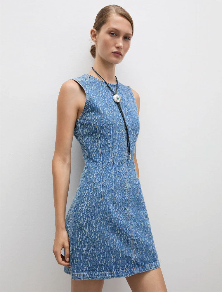blue jean distressed dress MM6 Maison Margiela Woman Midi Dress Blue Size 8 Cotton
