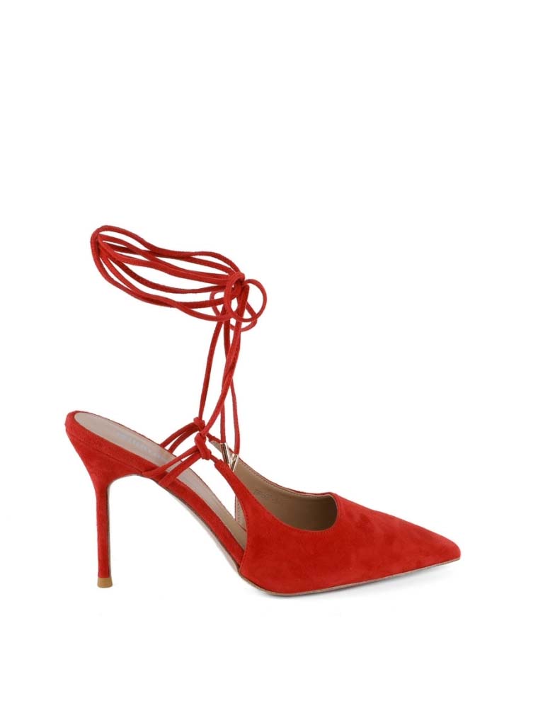 Women's Lace-Up Pointy Toe Pumps, Red