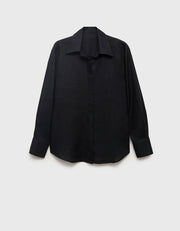 100% Linen Oversized Shirt, Black