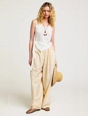 Knitted Top with Front Scarft Detail, Cream