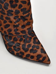 Knee-High Fold Over Cheetah Print Boots, Brown