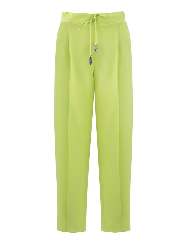 Elastic Waistband 7/8 Trousers, Lime Green