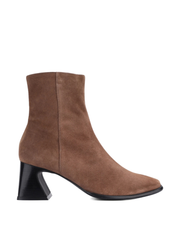 Square Toe Suede Ankle Booty, Camel