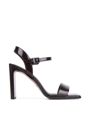 Sculptured Block Heel Pattent Sandals, Espresso 