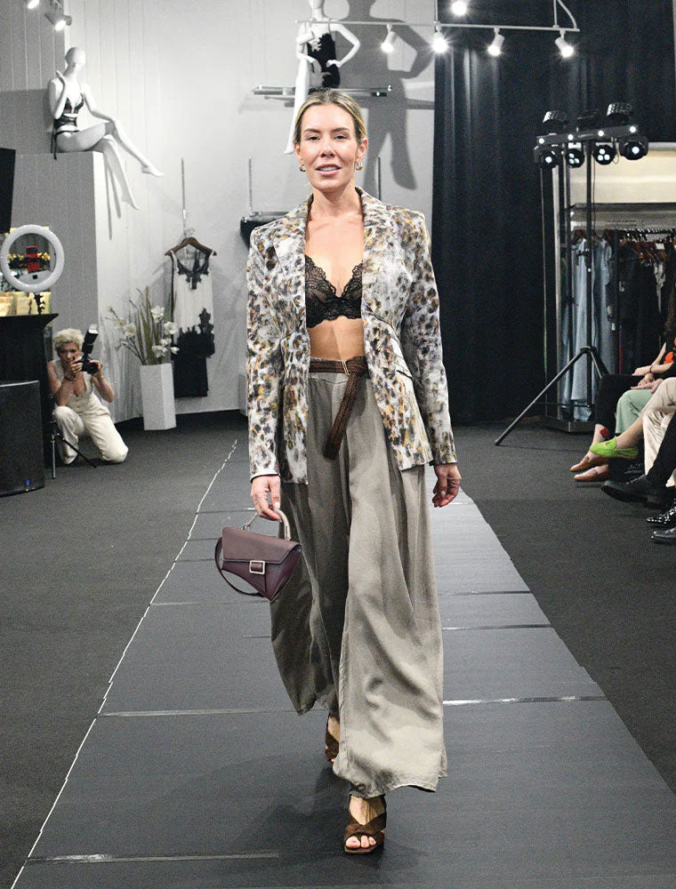Wide Leg Pants with Woven Belt, Taupe
