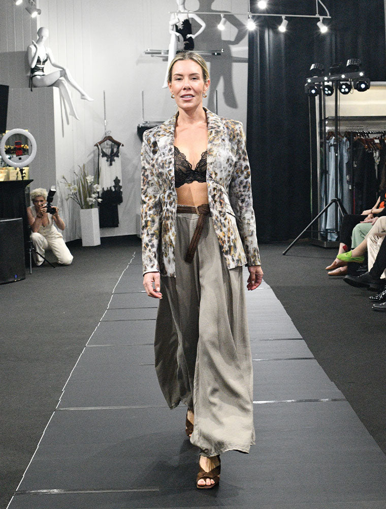 Wide Leg Pants with Woven Belt, Taupe