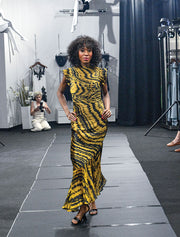 Gathered Ruch Liora Maxi Dress, Mustard