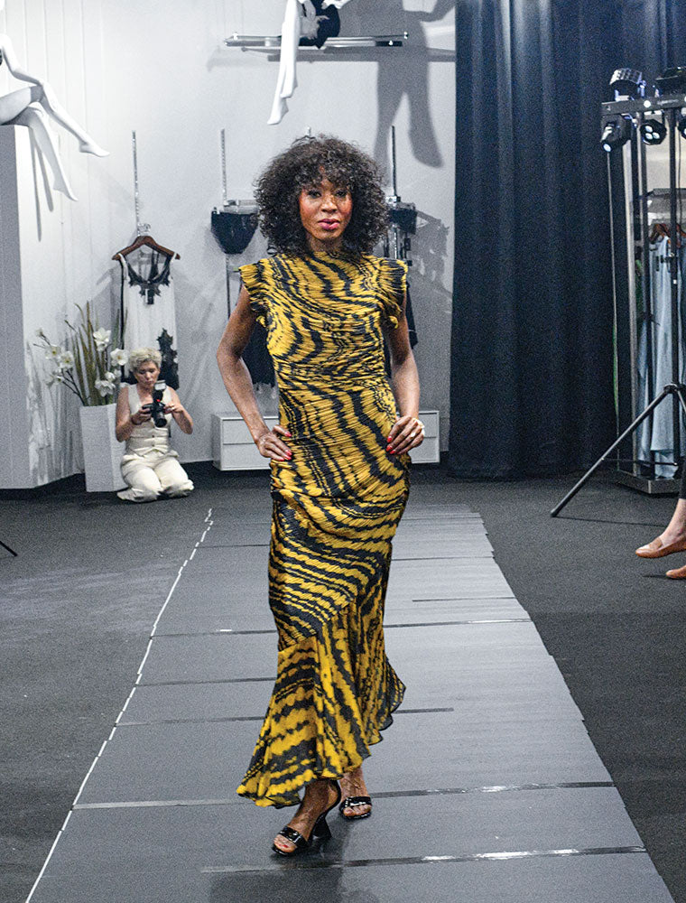 Gathered Ruch Liora Maxi Dress, Mustard