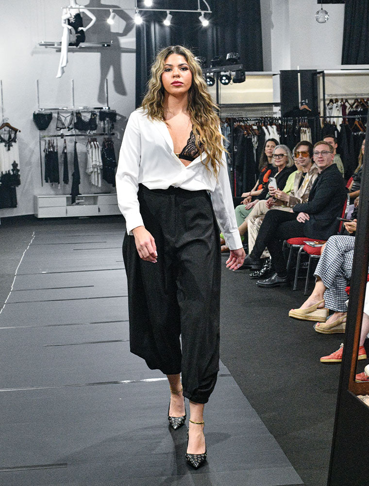 Gathered Cosette Pants, Black