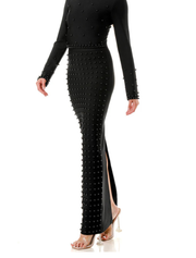 Beaded Bandage Maxi Skirt, Black