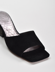 Crystal Sculpted Wedge Mules, Black