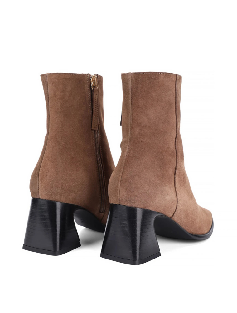 Square Toe Suede Ankle Booty, Camel