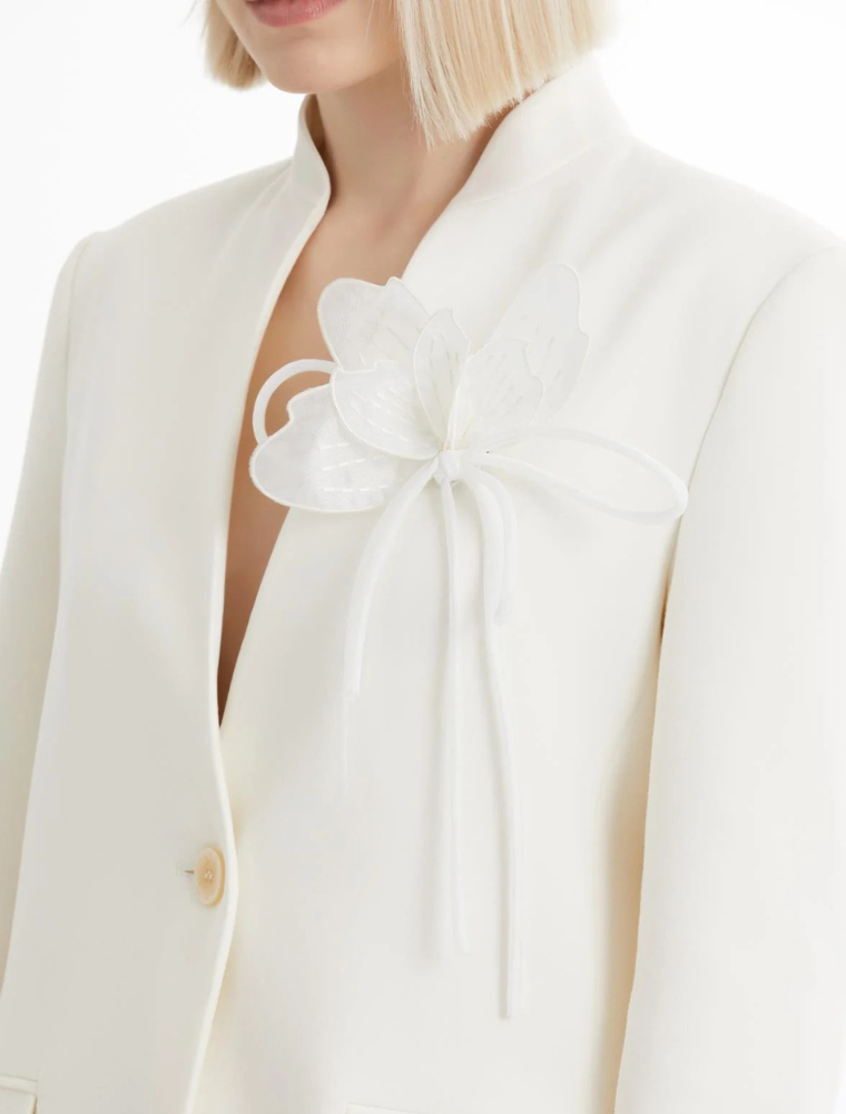 Floral Detail Blazer Suit, Ecru
