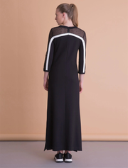 Mesh Stripe Detaile Long Sports Dress, Grey