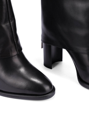 Mid-rise Pointy Toe Boot with Cuff, Black