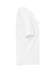 Knitted Blouse with Chest Accessory, Off-White