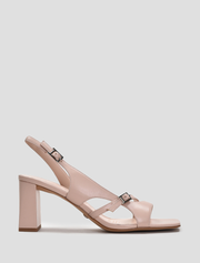 Multi-Strap Block-Heel Slingback Sandals, Blush Pink