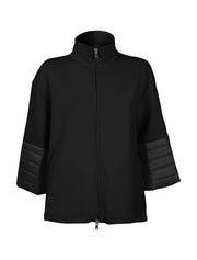 3/4 Puffer Sleeve Zip Jacket, Black
