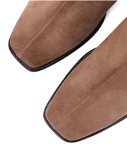 Square Toe Suede Ankle Booty, Camel