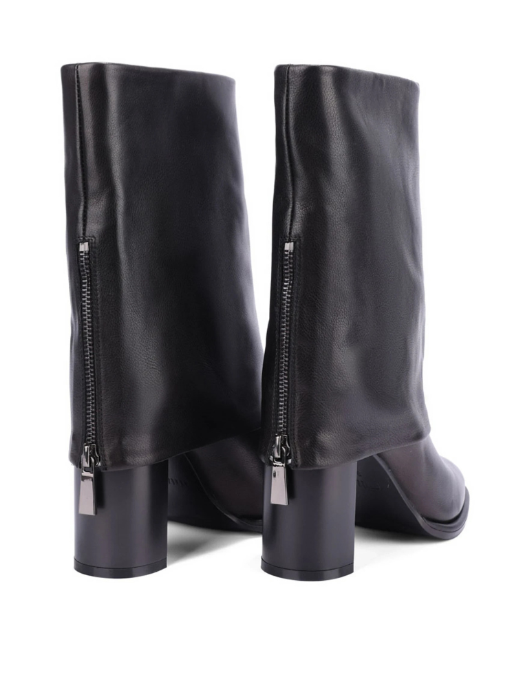 Mid-rise Pointy Toe Boot with Cuff, Black