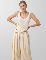 Knitted Top with Front Scarft Detail, Cream