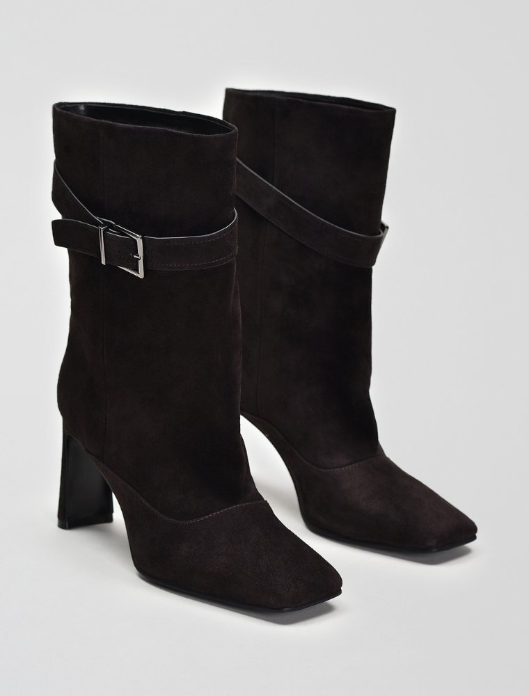 Slouchy Suede Bootie, Dark Brown