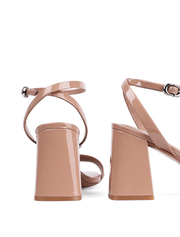 Square Toe with Silver Buckle Sandals, Taupe