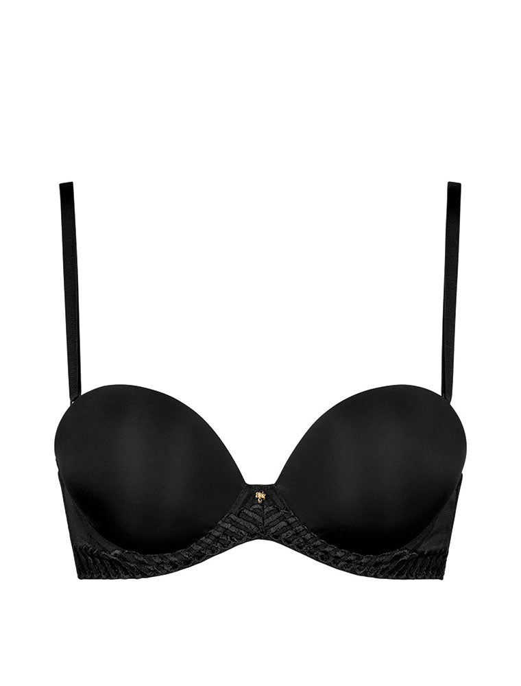 4M Sheer Emotion Bandeau Plunge Bra, Black