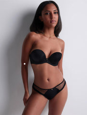 4M Sheer Emotion Bandeau Plunge Bra, Black