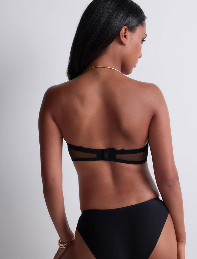 4M Sheer Emotion Bandeau Plunge Bra, Black