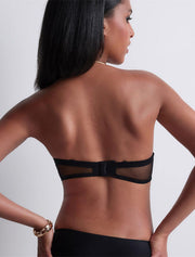 4M Sheer Emotion Bandeau Plunge Bra, Black