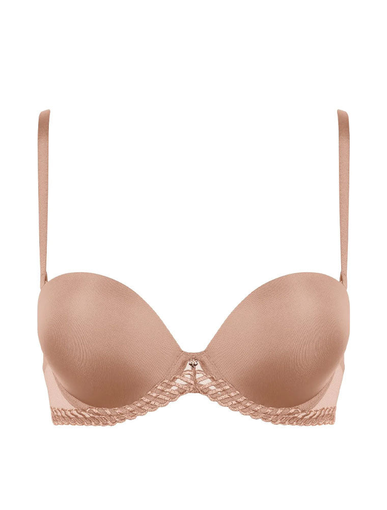 4M Sheer Emotion Bandeau Plunge Bra, Sand