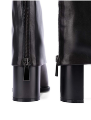 Mid-rise Pointy Toe Boot with Cuff, Black