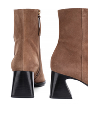 Square Toe Suede Ankle Booty, Camel