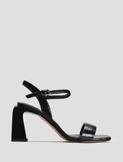 Minimalist Block-Heel Leather Sandals, Black