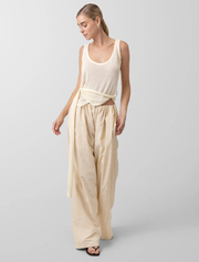 Knitted Top with Front Scarft Detail, Cream