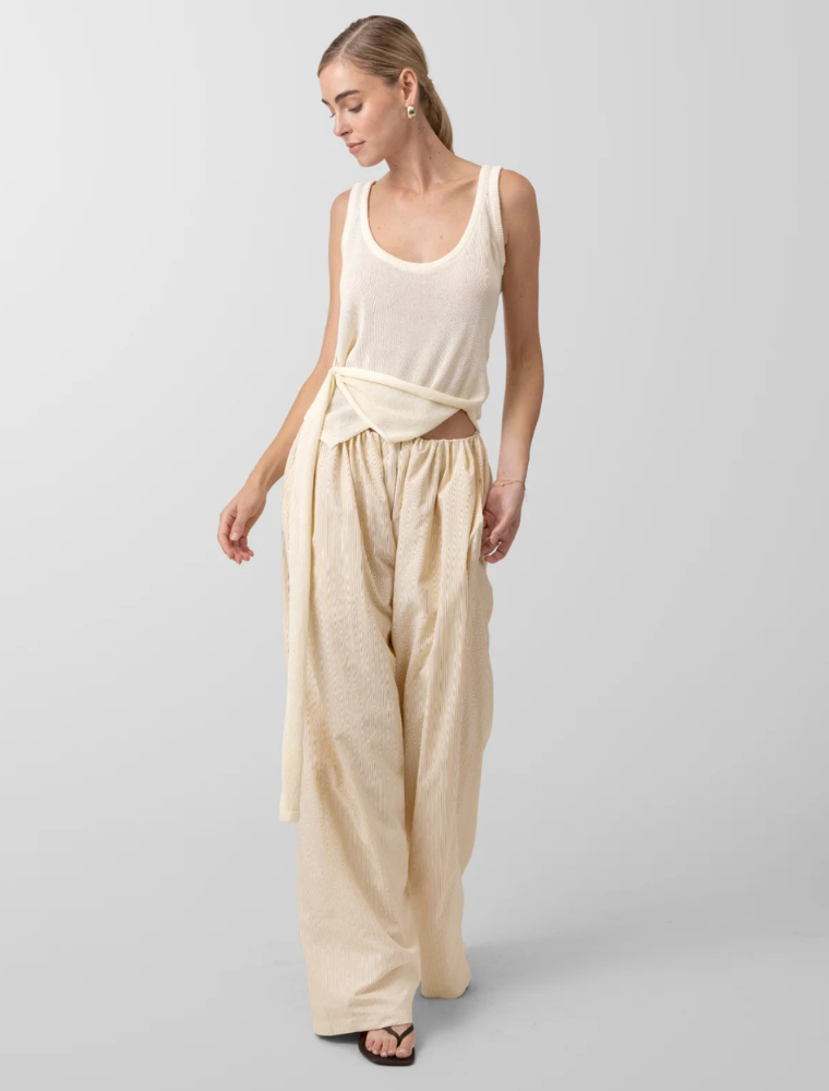 Knitted Top with Front Scarft Detail, Cream