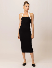 Halter Sleeveless Knit Dress, Black
