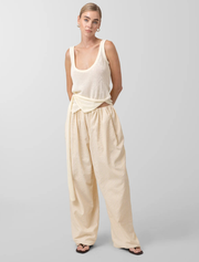 Knitted Top with Front Scarft Detail, Cream