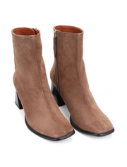Square Toe Suede Ankle Booty, Camel