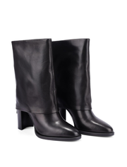 Mid-rise Pointy Toe Boot with Cuff, Black