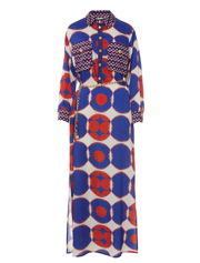 Buttondown Long Dress with Chain Belt, Multicolor