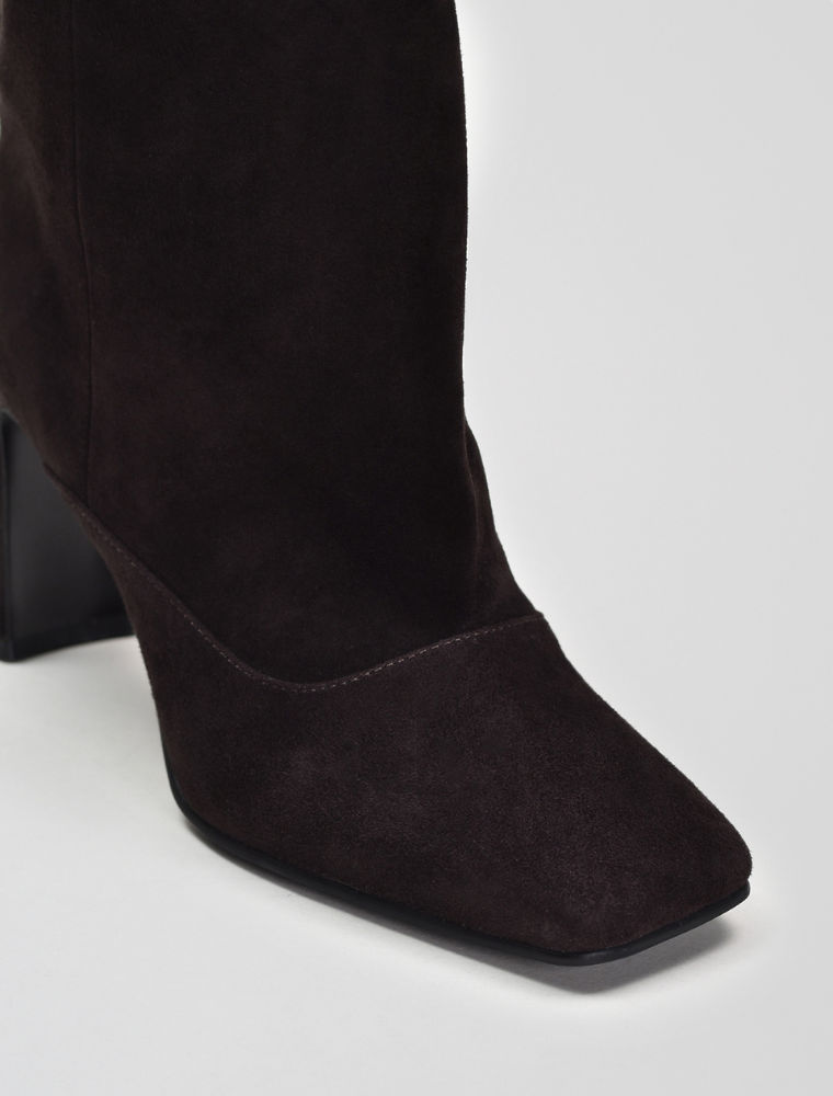 Slouchy Suede Bootie, Dark Brown
