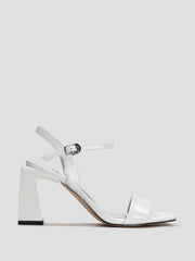 Minimalist Block-Heel Leather Sandals, White