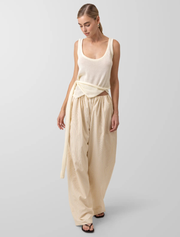 Knitted Top with Front Scarft Detail, Cream