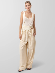 Knitted Top with Front Scarft Detail, Cream