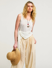 Knitted Top with Front Scarft Detail, Cream