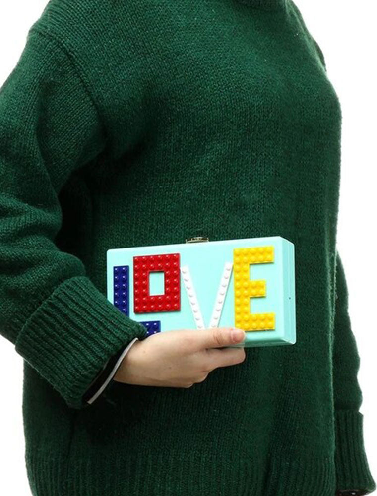 Rectangular Acrylic Clutch Bag "Love", Mint
