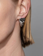 Solanales Crystal Folded Mini Earring, 14K White Gold over Brass